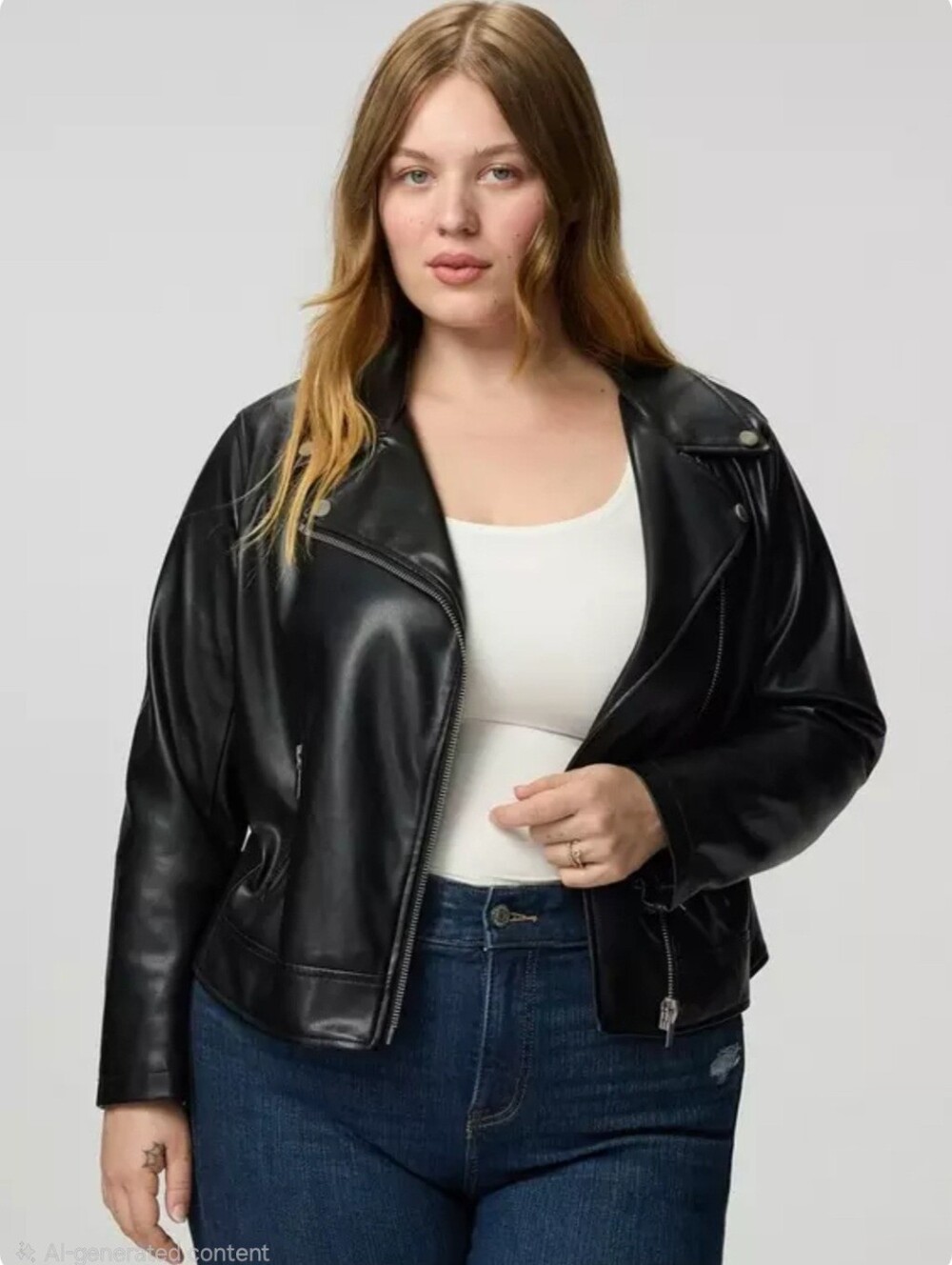 Torrid Satin Lined Black Faux Leather Asymmetric Zipper Moto Jacket Size 2X NWT - Picture 8 of 16